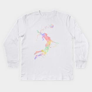 Girl Volleyball Watercolor Sports Gifts Kids Long Sleeve T-Shirt